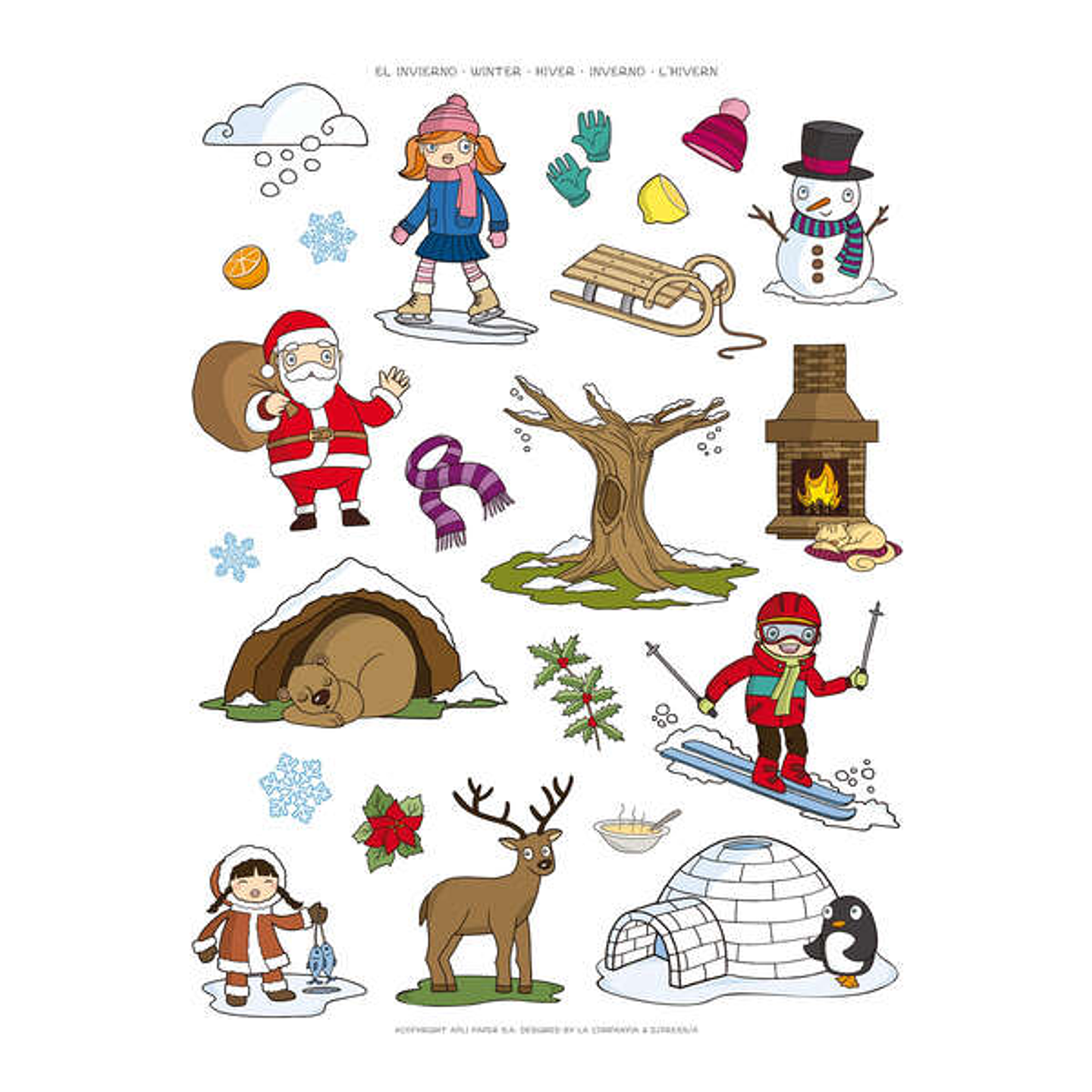 Apli Bolsa de Gomets Tematicos el Invierno - 69 Gomets en 3 Hojas - Adhesivo Removible - Ilustraciones Educativas - Adhesivo Base Agua - Libre de Diso 1