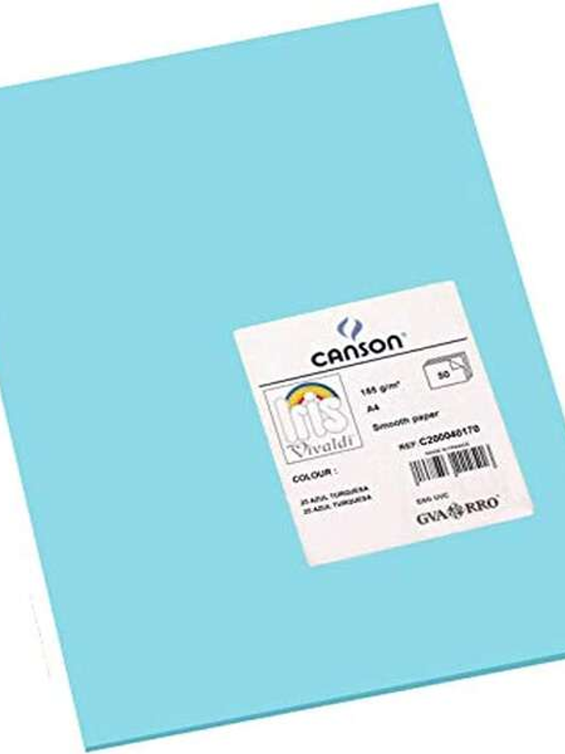 Canson Guarro Pack de 50 Cartulinas Iris A4 de 185g - 21x29.7cm - Color Azul Turquesa 1