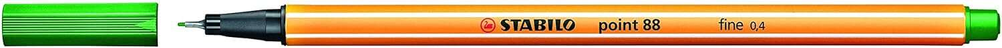 Stabilo Point 88 Rotulador de Punta Fina de Fibra - Trazo de 0.4 mm - Tinta con Base de Agua - Color Verde 1