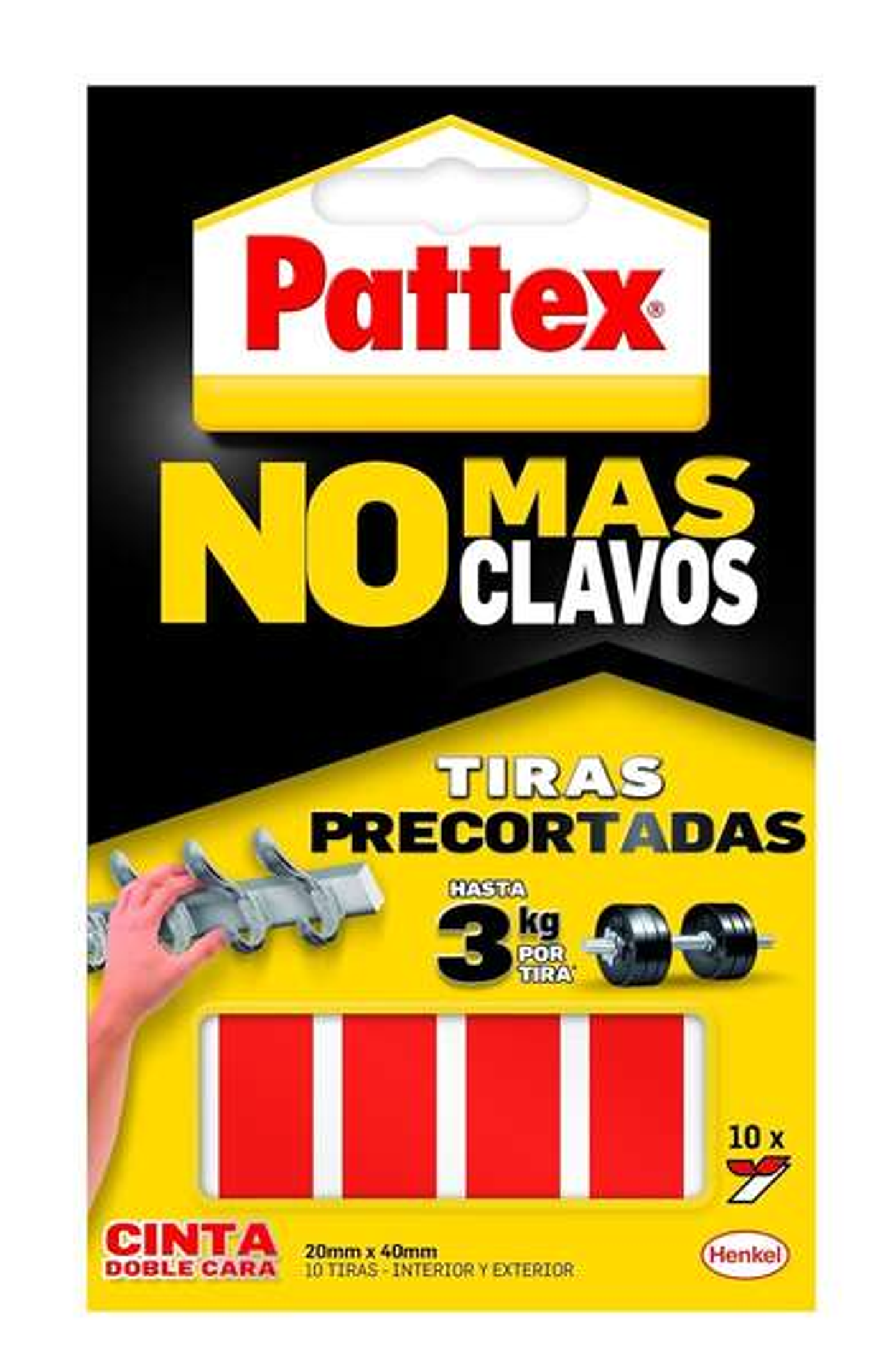 Pattex Nmc Cinta Doble Cara Bl 10 Tiras - Adhesion Duradera - Fijacion congran Fuerza - Practica y Limpia 1