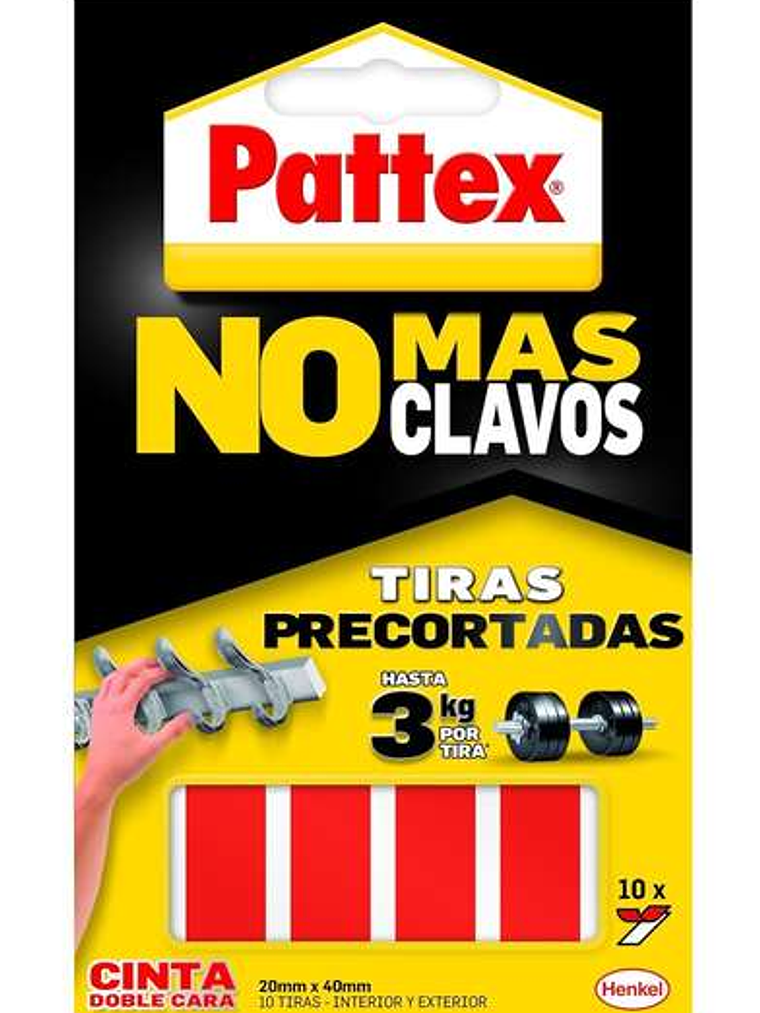 Pattex Nmc Cinta Doble Cara Bl 10 Tiras - Adhesion Duradera - Fijacion congran Fuerza - Practica y Limpia 1