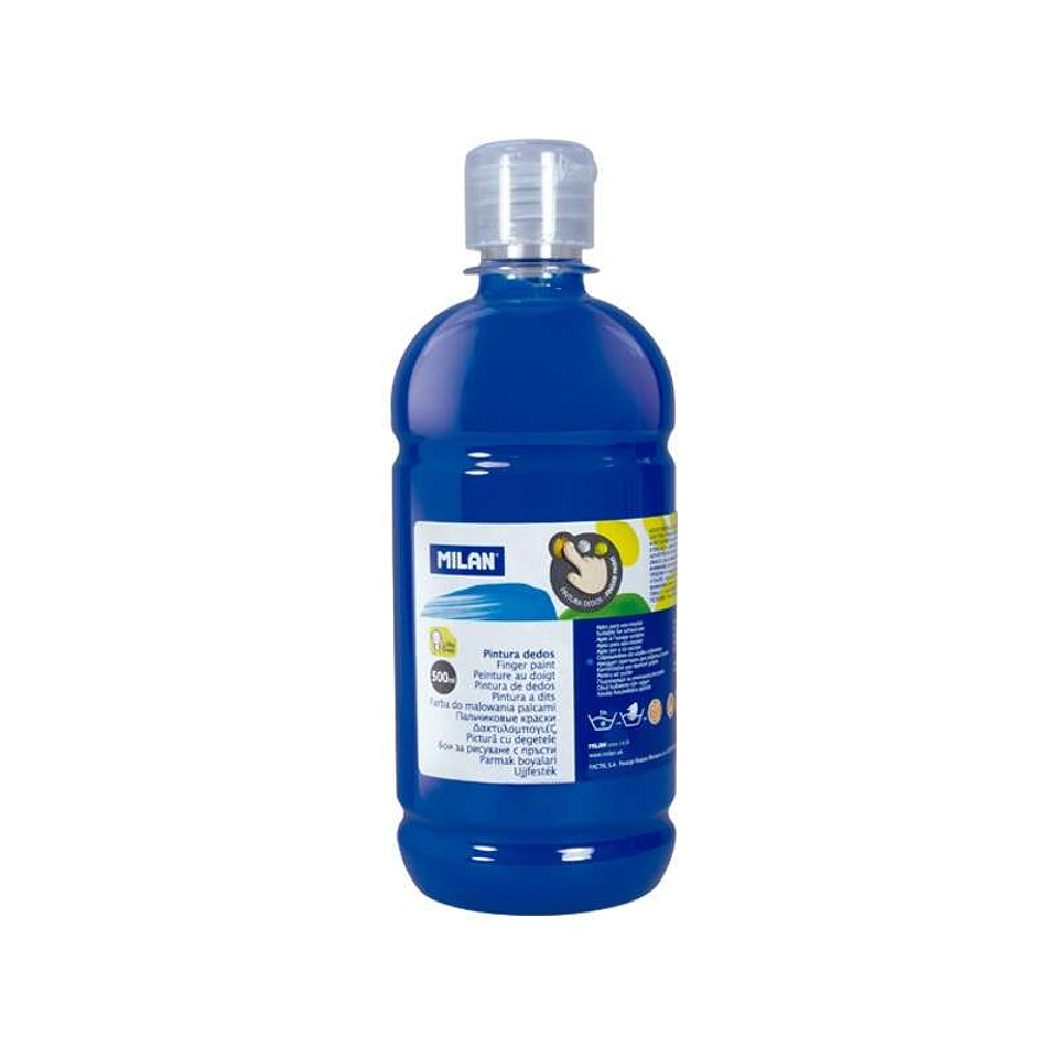 Milan Botella de Pintura para Dedos - 500ml - Facil Aplicacion - Mezclable - Color Azul 1
