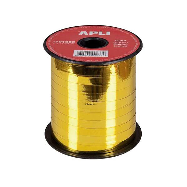 Apli Rollo de Cinta para Envolver Regalos de 7mmx250m - Acabado Brillante - Color Oro