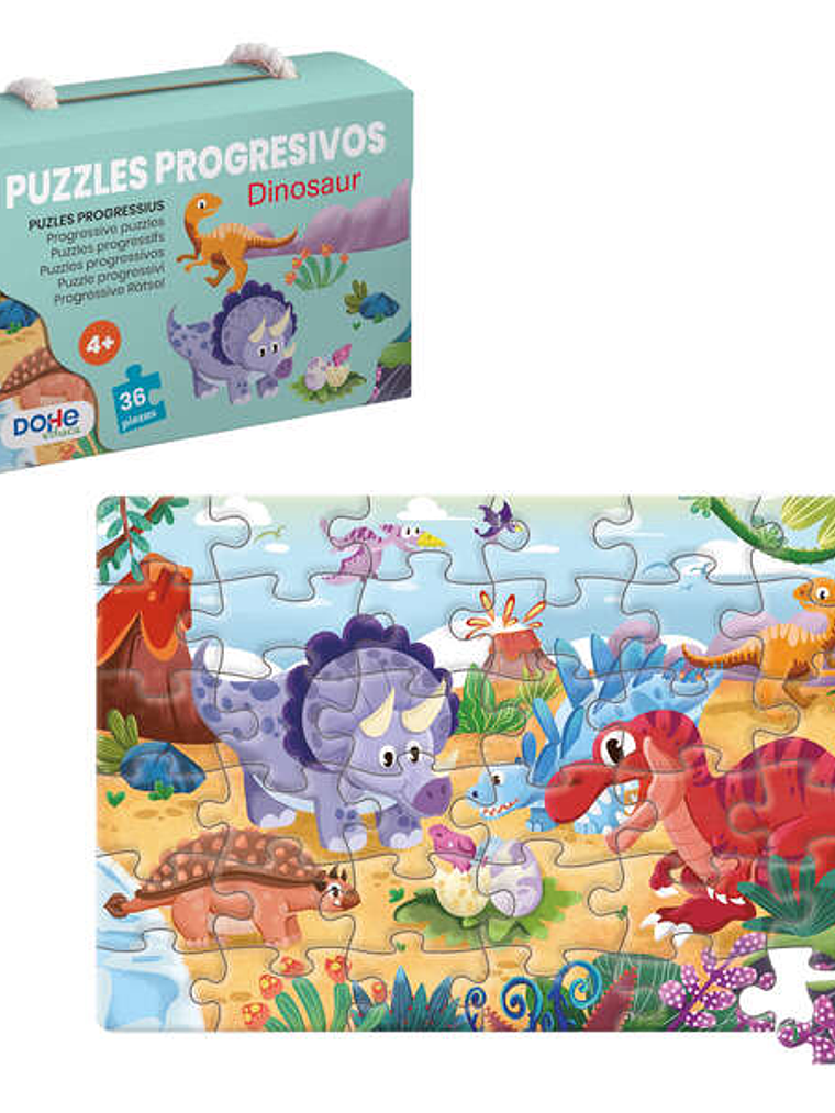 Dohe Puzzle Infantil de 36 Piezas - Tematica Dinosaurios - Doble Capa de Carton y Contrachapado - Estimula la Imaginacion 1