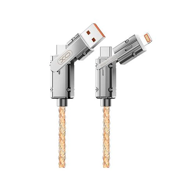 XO NB276 Cable USB 4 en 1 Multifuncion - 60W - 1 Metro - RGB - Color Plata