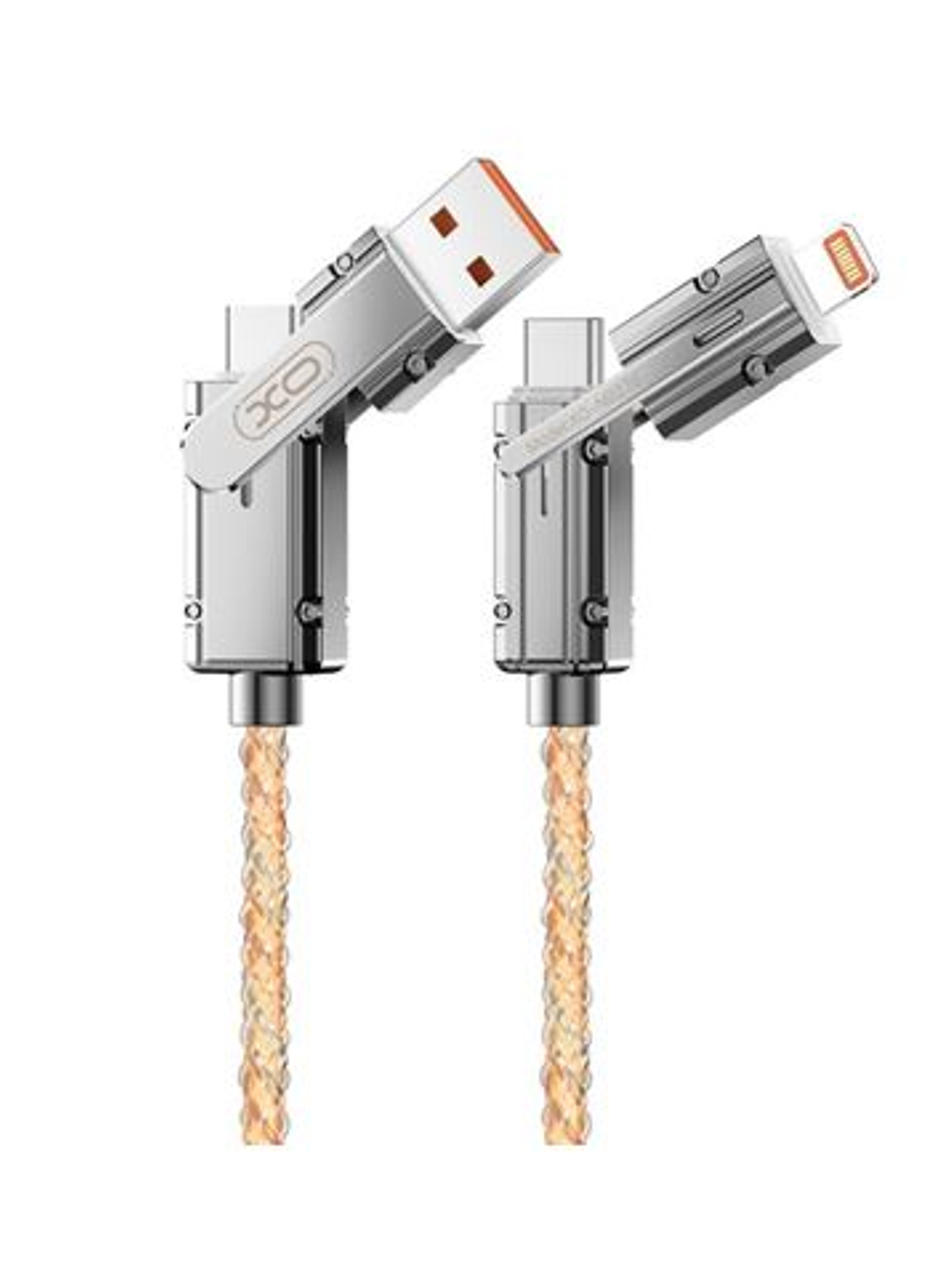 XO NB276 Cable USB 4 en 1 Multifuncion - 60W - 1 Metro - RGB - Color Plata 1