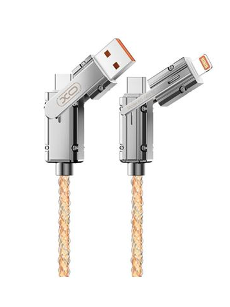 XO NB276 Cable USB 4 en 1 Multifuncion - 60W - 1 Metro - RGB - Color Plata 1