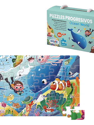 Dohe Puzzle Infantil de 36 Piezas - Tematica Animales del Oceano - Fabricado en Doble Capa de Carton - Capa Intermedia de Contrachapado - Estimula la