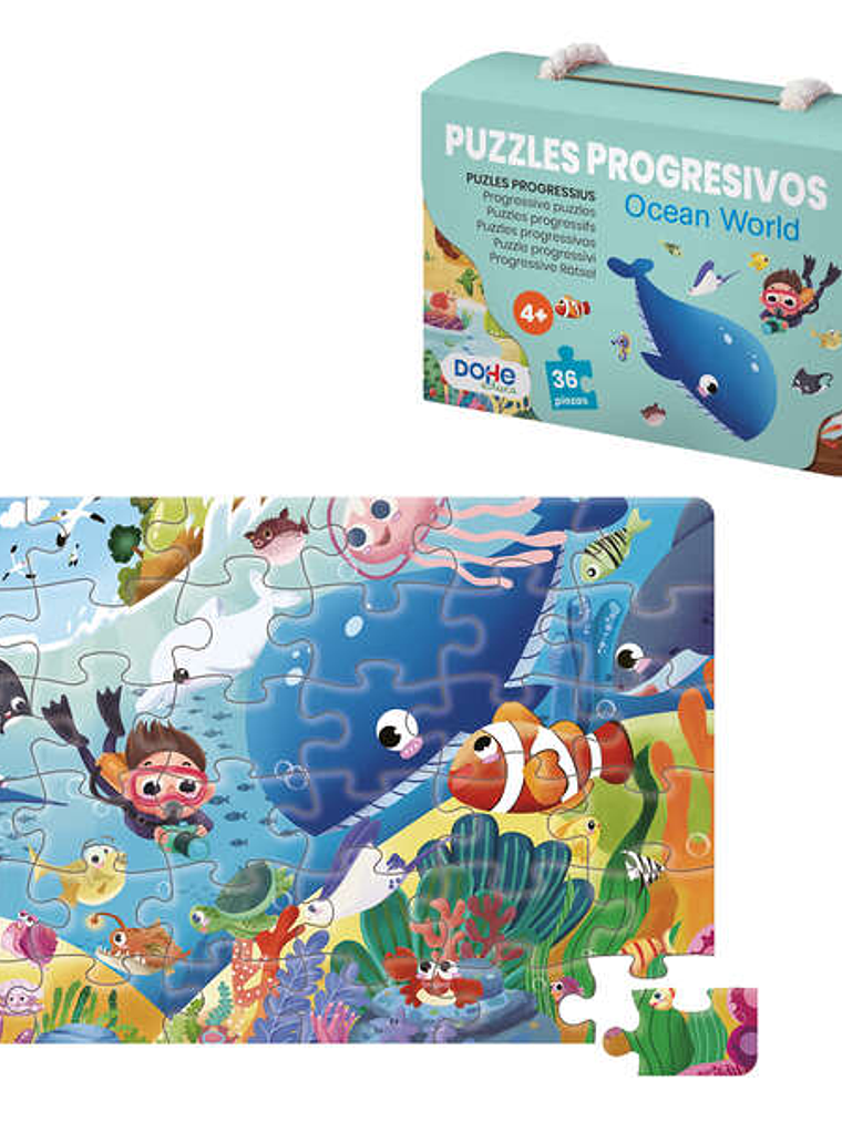 Dohe Puzzle Infantil de 36 Piezas - Tematica Animales del Oceano - Fabricado en Doble Capa de Carton - Capa Intermedia de Contrachapado - Estimula la 1