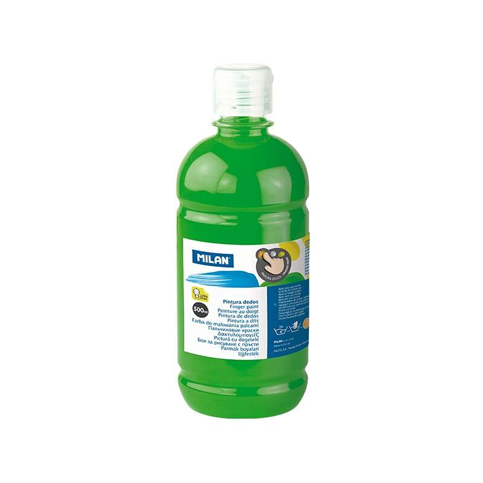 Milan Botella de Pintura para Dedos - 500ml - Facil Aplicacion - Mezclable - Color Verde 1