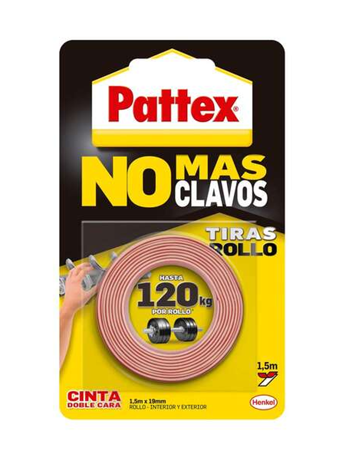 Pattex Nmc Cinta Doble Cara Bl 1.5m - Adhesivo Sin Clavos - Fijacion Rapida y Limpia - para Objetos Lisos en Interior y Exterior 1