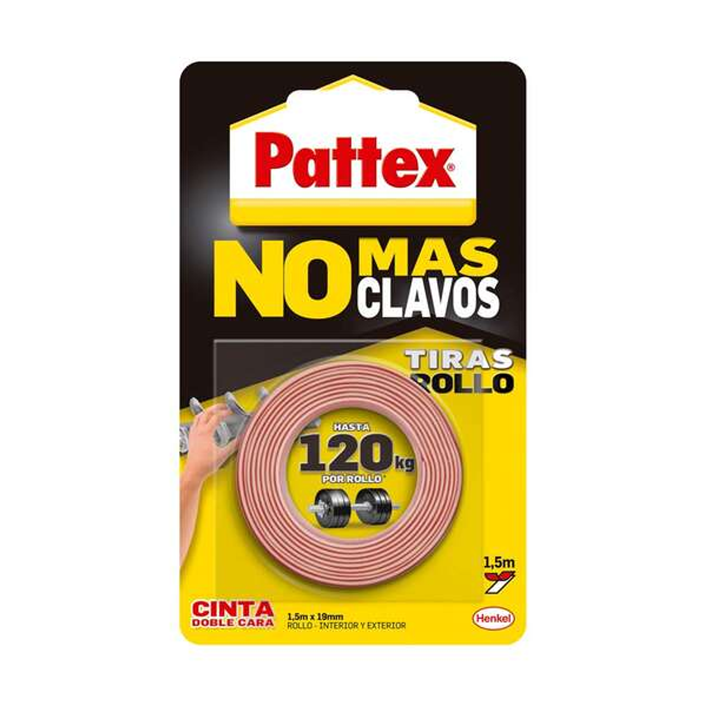 Pattex Nmc Cinta Doble Cara Bl 1.5m - Adhesivo Sin Clavos - Fijacion Rapida y Limpia - para Objetos Lisos en Interior y Exterior 1