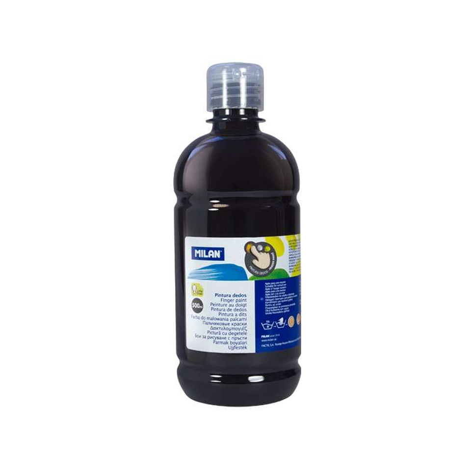 Milan Botella de Pintura para Dedos - 500ml - Facil Aplicacion - Mezclable - Color Negro 1