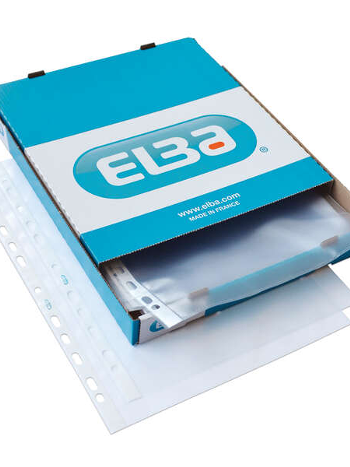 Elba Pack de 100 Fundas Multitaladro PP 90 Micras - Tamaño A4 - Acabado Piel Naranja - Transparente 1
