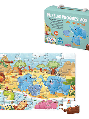 Dohe Puzzle Infantil de 36 Piezas - Tematica Animales - Fabricado en Doble Capa de Carton - Capa Intermedia de Contrachapado - Estimula la Imaginacion