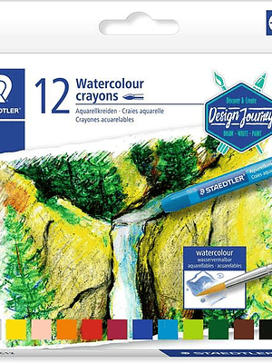 Staedtler Crayones Acuarelables 223 Pack de 12 Lapices de Cera - Facil de Mezclar - Extremadamente Opacos - Colores Surtidos