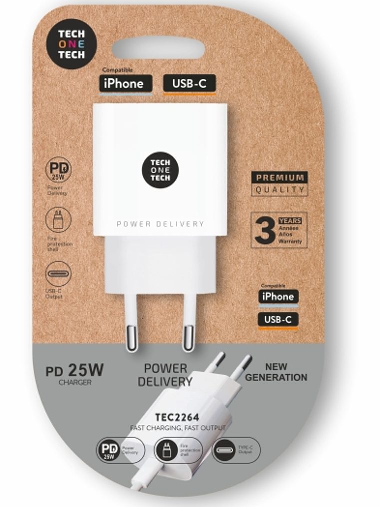 TechOneTech Cargador de Pared USB-C PD 3.0 25W - Ultrarapido 1