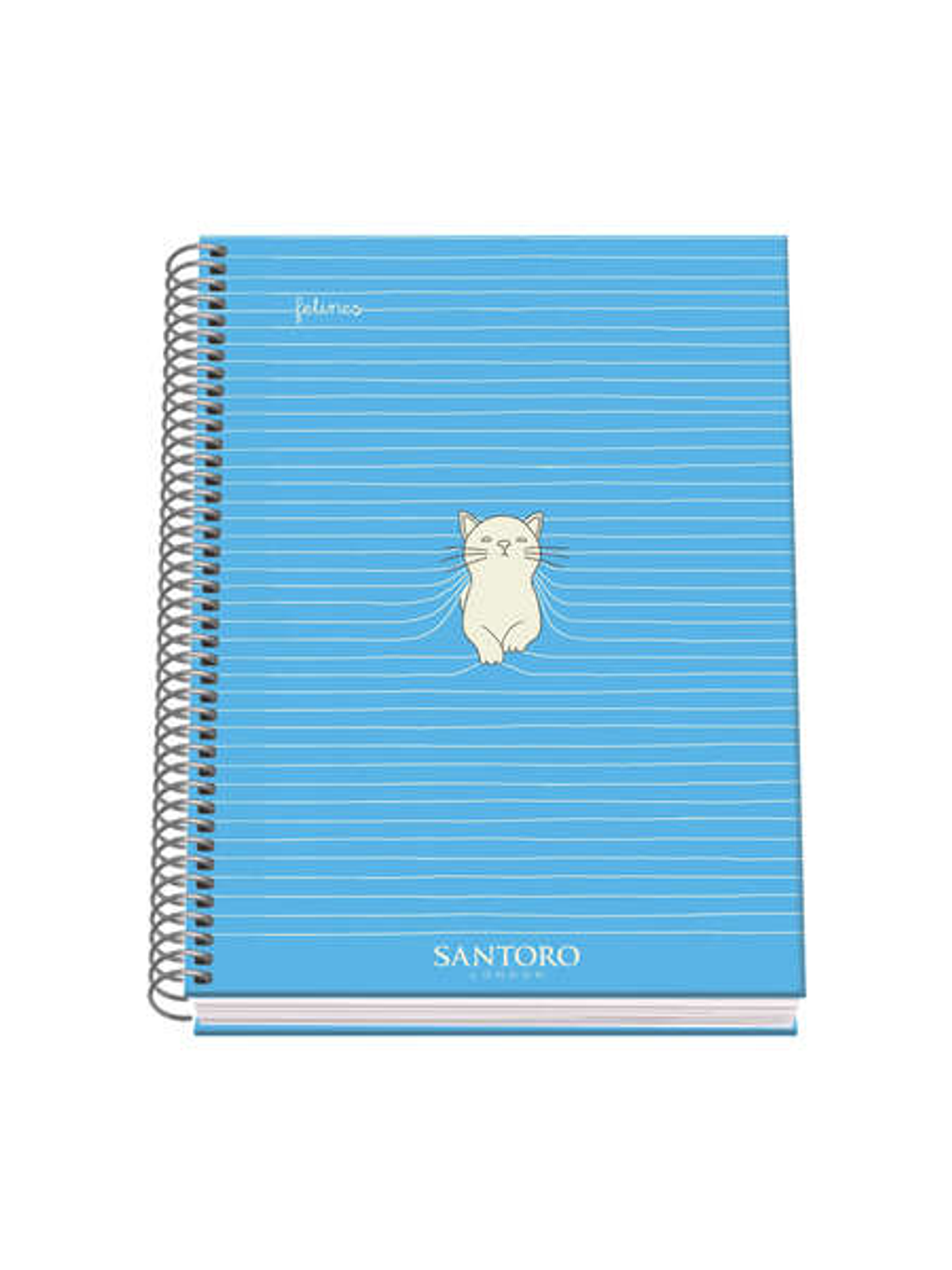 Dohe Santoro Felines Cuaderno Espiral Tapa Dura - Tamaño A5 de 100 Hojas 90gr - Hojas Microperforadas con 2 Taladros - Cuadricula 5mm 1