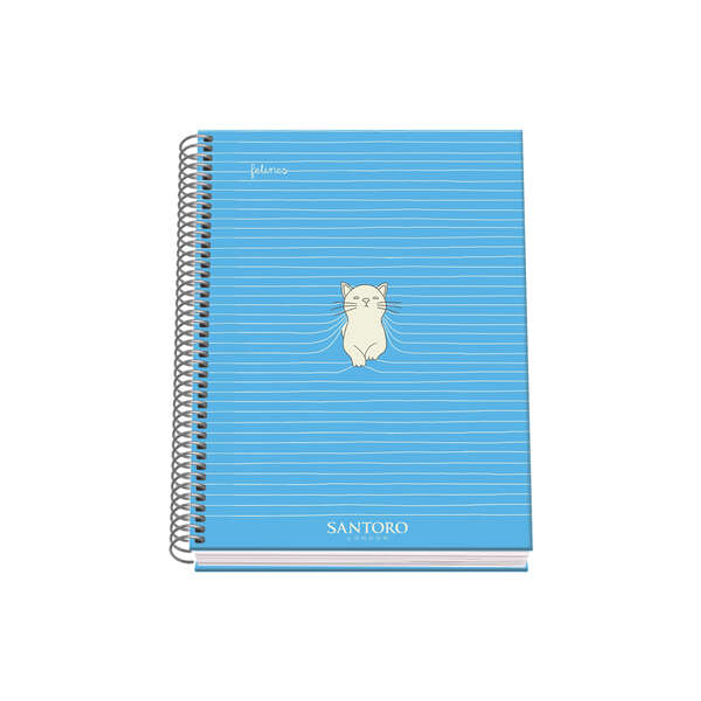 Dohe Santoro Felines Cuaderno Espiral Tapa Dura - Tamaño A5 de 100 Hojas 90gr - Hojas Microperforadas con 2 Taladros - Cuadricula 5mm 1