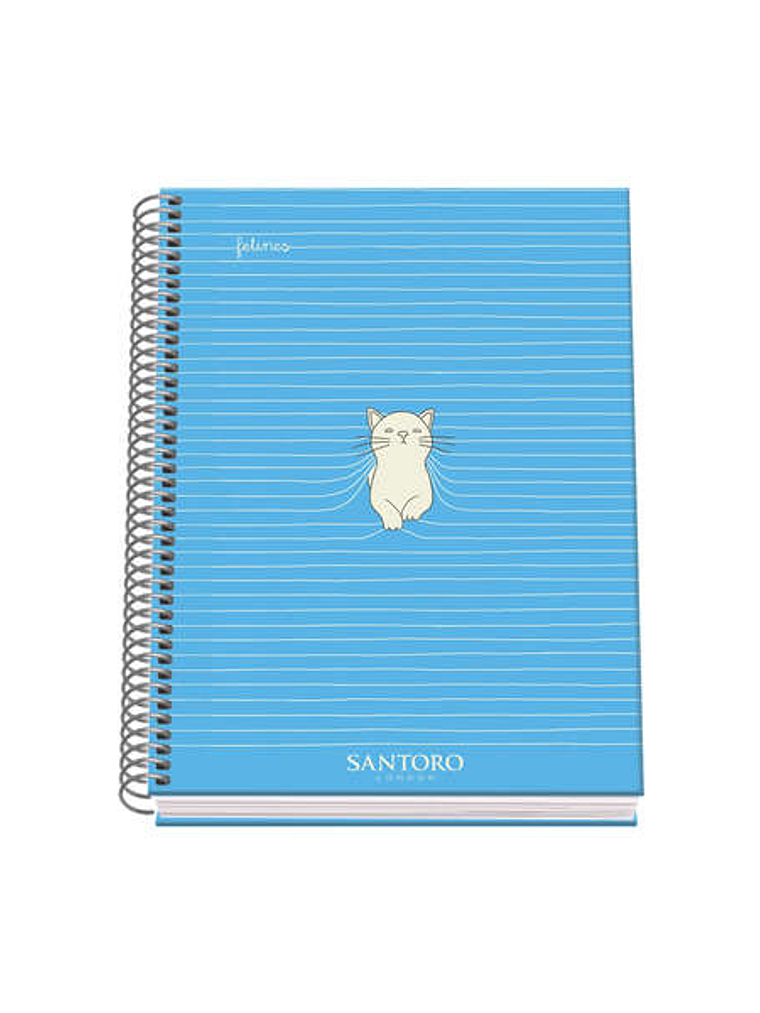 Dohe Santoro Felines Cuaderno Espiral Tapa Dura - Tamaño A5 de 100 Hojas 90gr - Hojas Microperforadas con 2 Taladros - Cuadricula 5mm 1