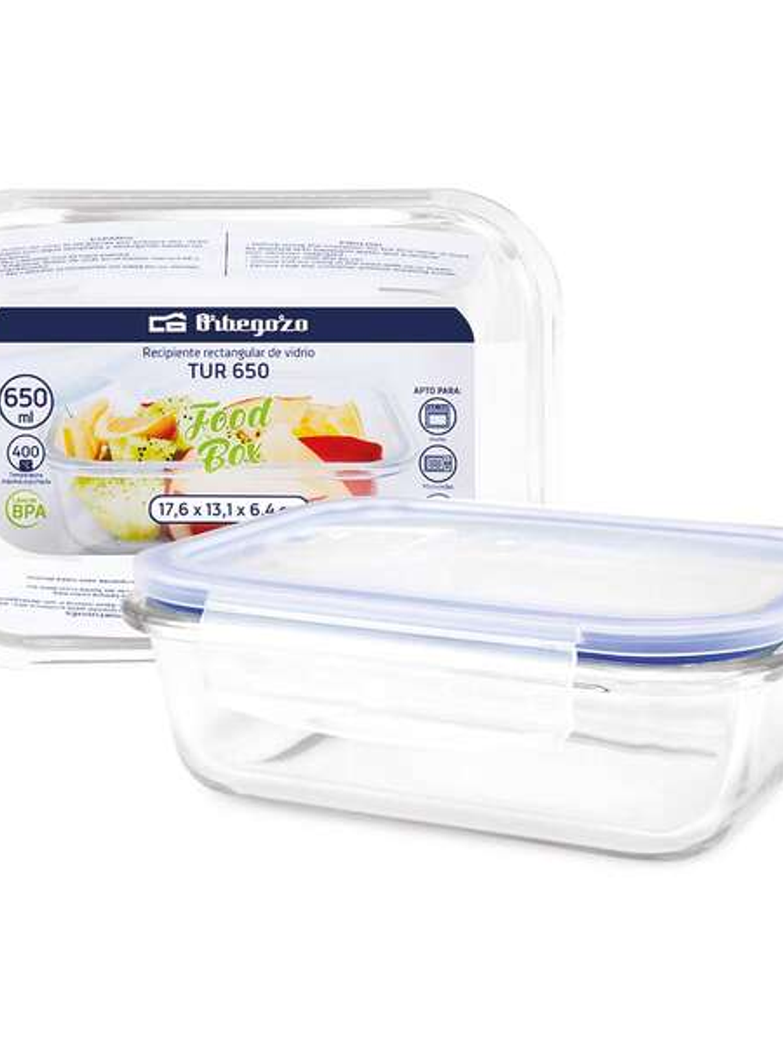 Orbegozo TUR Serie - Recipientes de Vidrio Ultrarresistentes para Cocina - Conserva - Cocina y Congela tus Alimentos con Facilidad - Capacidad de 1L 1