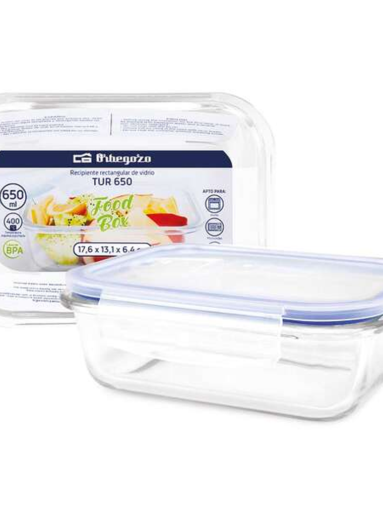 Orbegozo TUR Serie - Recipientes de Vidrio Ultrarresistentes para Cocina - Conserva - Cocina y Congela tus Alimentos con Facilidad - Capacidad de 1L 1