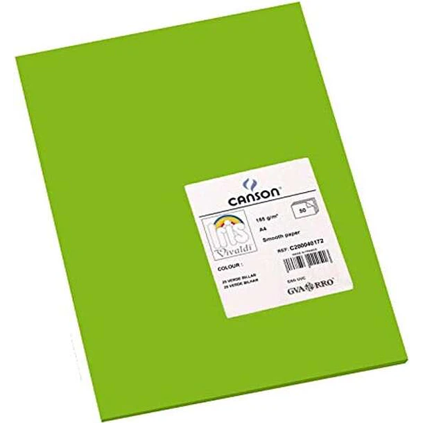 Canson Guarro Pack de 50 Cartulinas Iris A4 de 185g - 21x29.7cm - Color Verde Billar