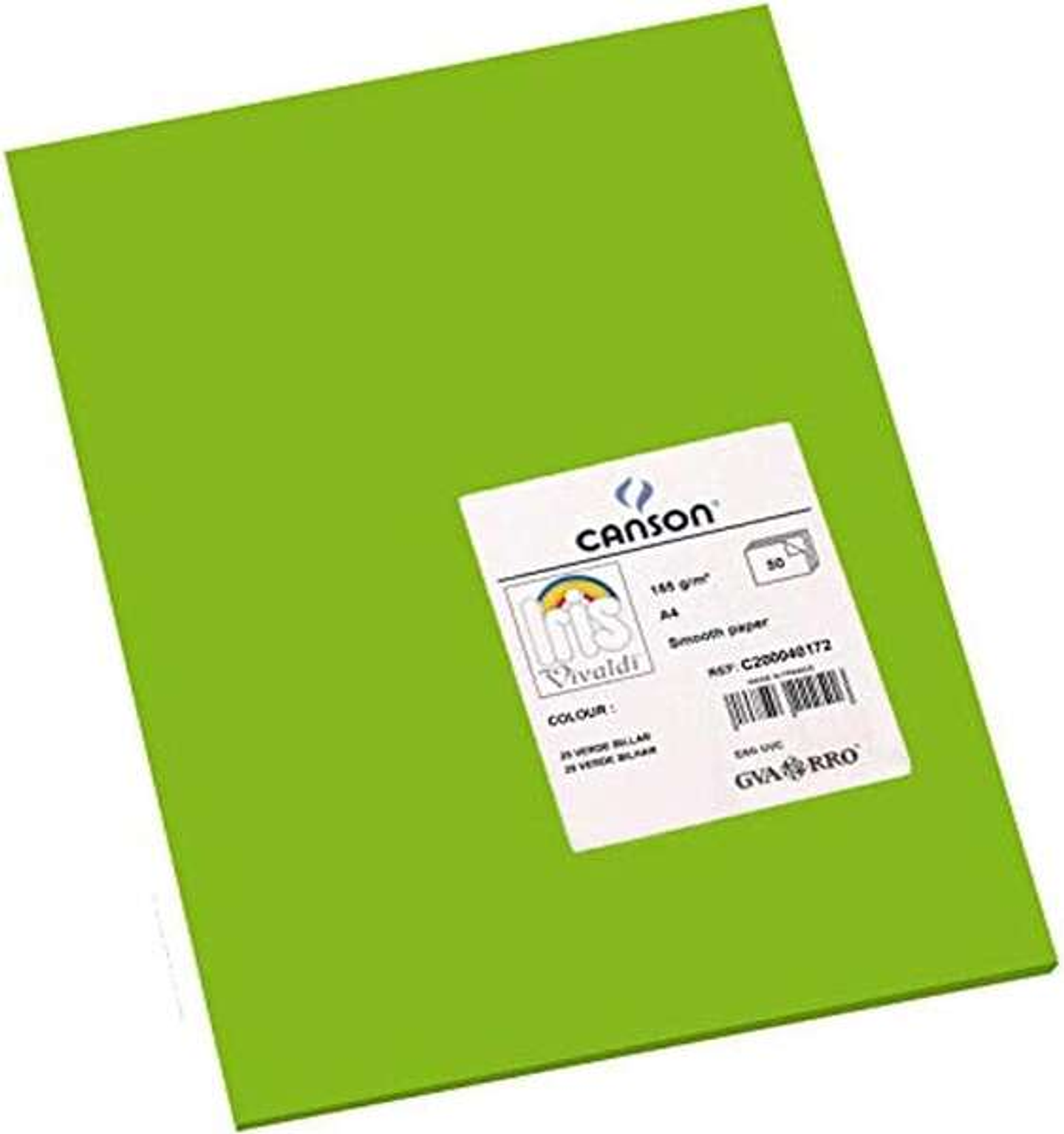 Canson Guarro Pack de 50 Cartulinas Iris A4 de 185g - 21x29.7cm - Color Verde Billar 1