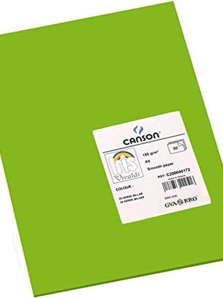 Canson Guarro Pack de 50 Cartulinas Iris A4 de 185g - 21x29.7cm - Color Verde Billar 1