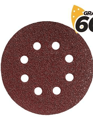 Blim Pack de 10 Lijas con Velcro para Lijadora BL0150 - 125mm - Grano 60 - Formato Circular