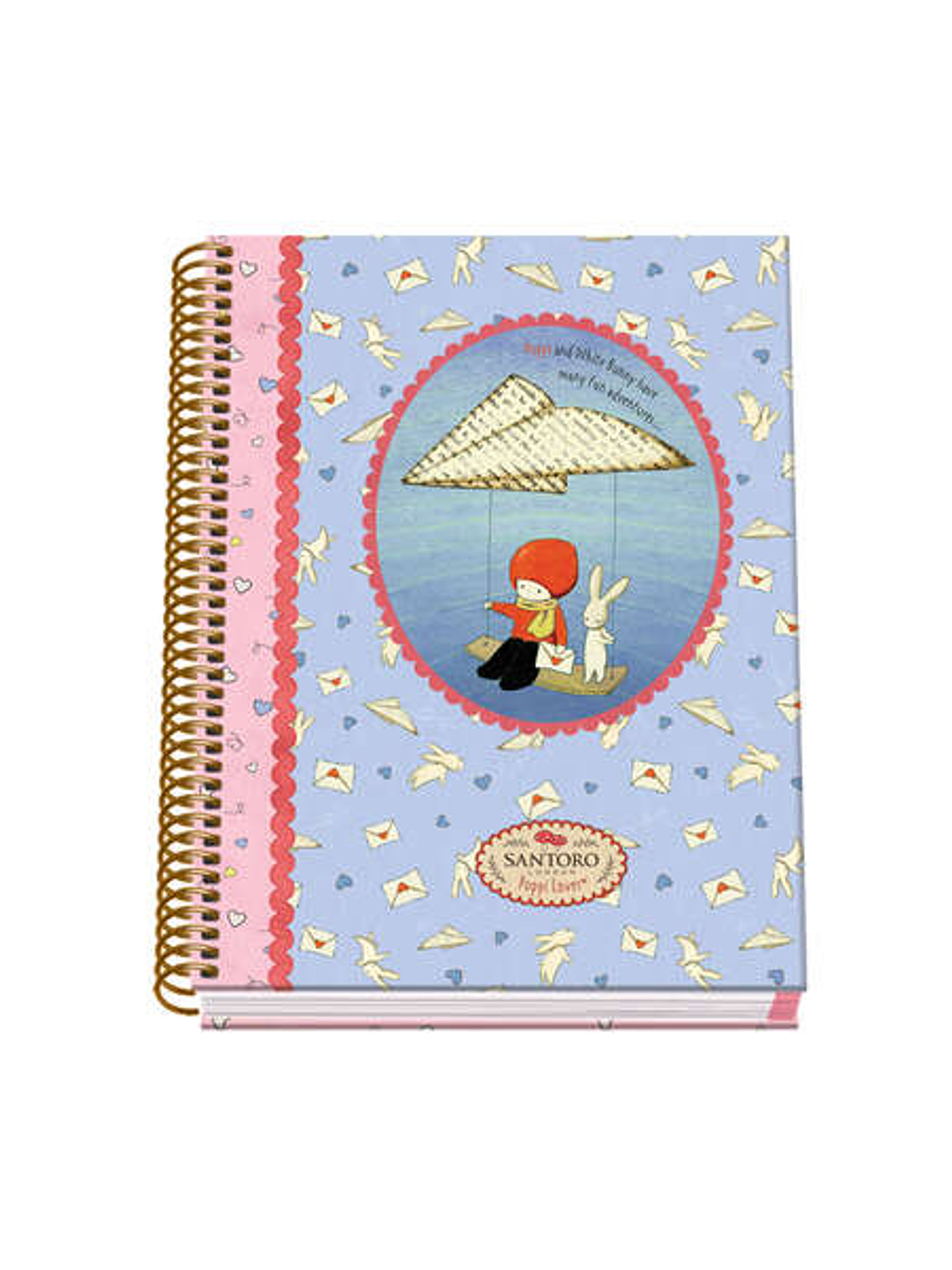 Dohe Santoro Poppi Loves Messenger Cuaderno Espiral Tapa Dura - Tamaño A5 de 100 Hojas 90gr - Hojas Microperforadas con 2 Taladros - Cuadricula 5mm 1