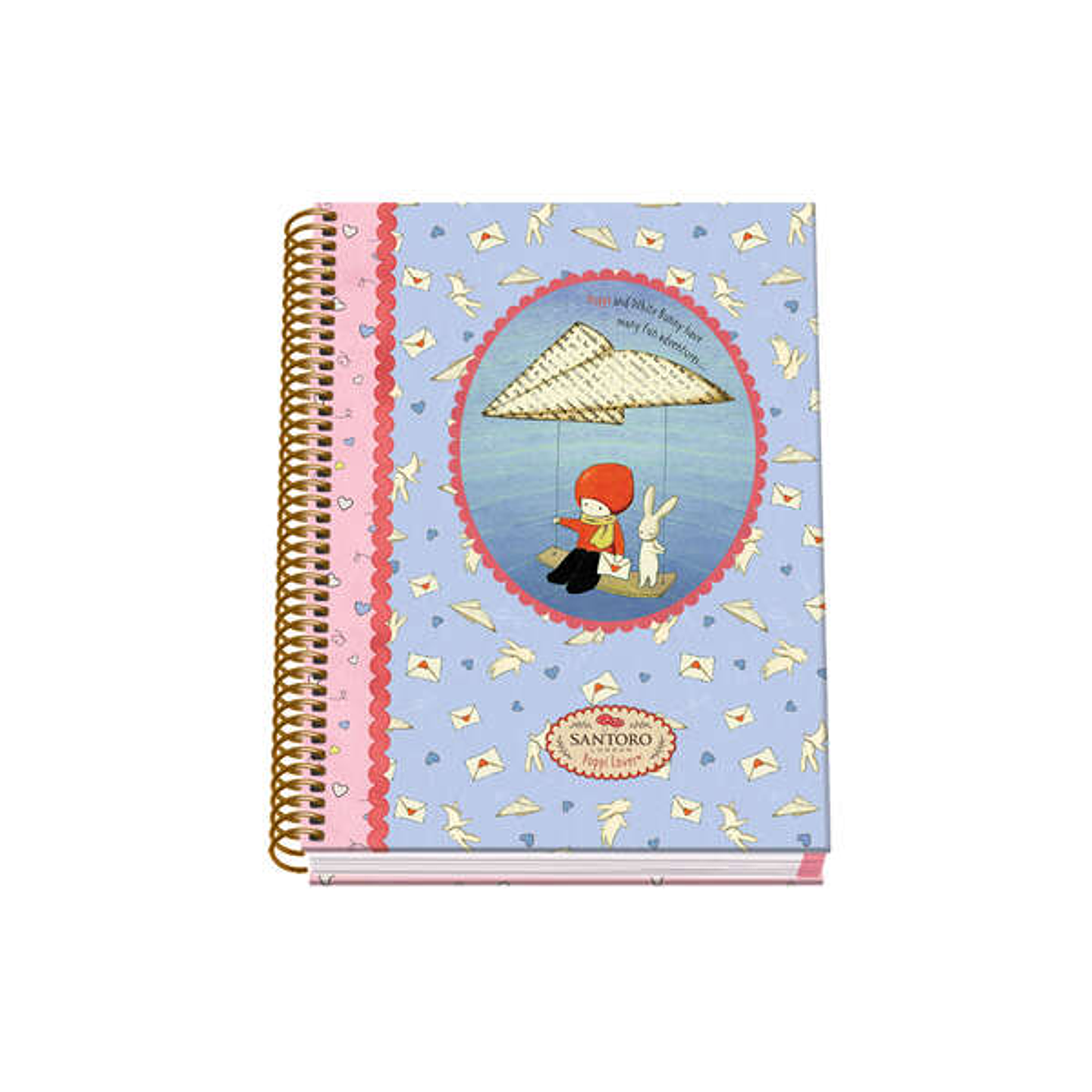 Dohe Santoro Poppi Loves Messenger Cuaderno Espiral Tapa Dura - Tamaño A5 de 100 Hojas 90gr - Hojas Microperforadas con 2 Taladros - Cuadricula 5mm 1