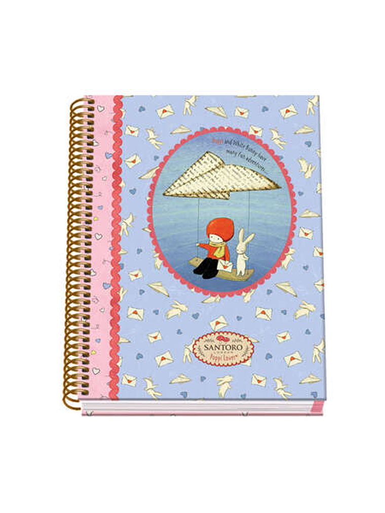 Dohe Santoro Poppi Loves Messenger Cuaderno Espiral Tapa Dura - Tamaño A5 de 100 Hojas 90gr - Hojas Microperforadas con 2 Taladros - Cuadricula 5mm 1