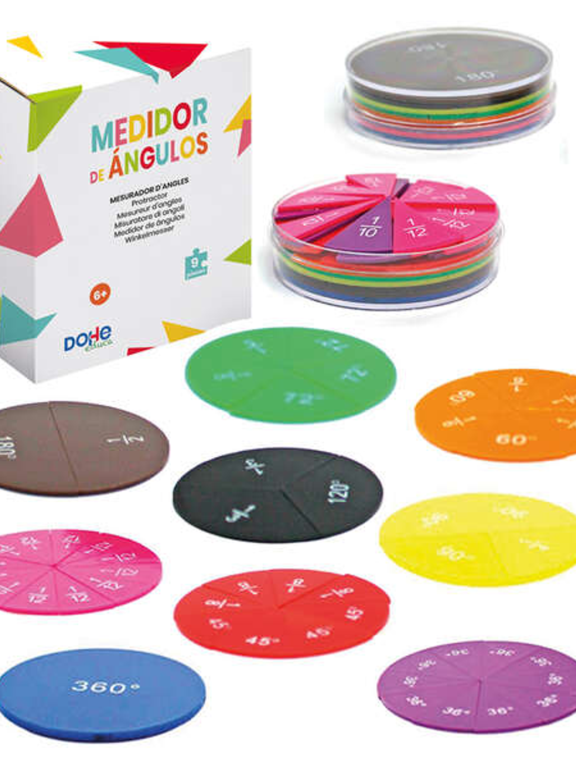 Dohe Medidores de Angulos - Plantillas de Angulos de 30º, 45º, 60º y 90º - Colores Diferentes - Ideal para Construir, Comparar y Componer Angulos en e 1