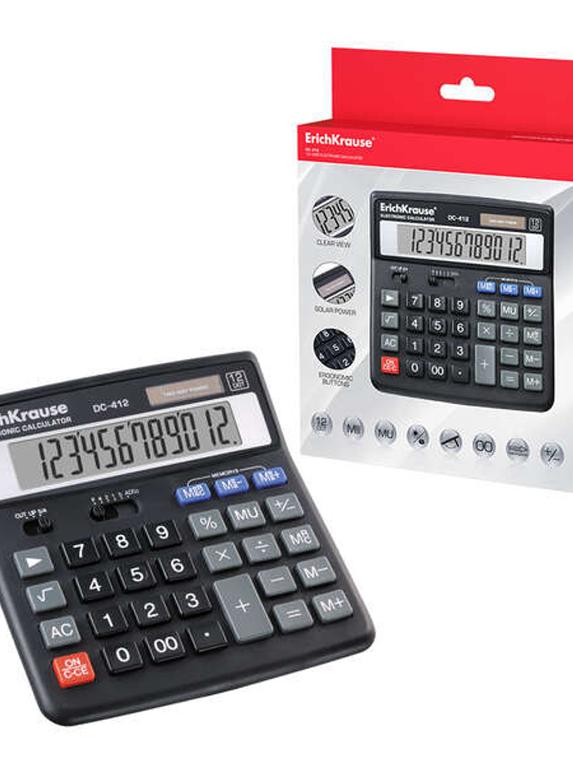 Erichkrause Dc-412 Calculadora Electronica de Sobremesa - Pantalla LCD de 12 Digitos - Memoria Doble - Funciones de Calculo Avanzadas - Color Negro 1