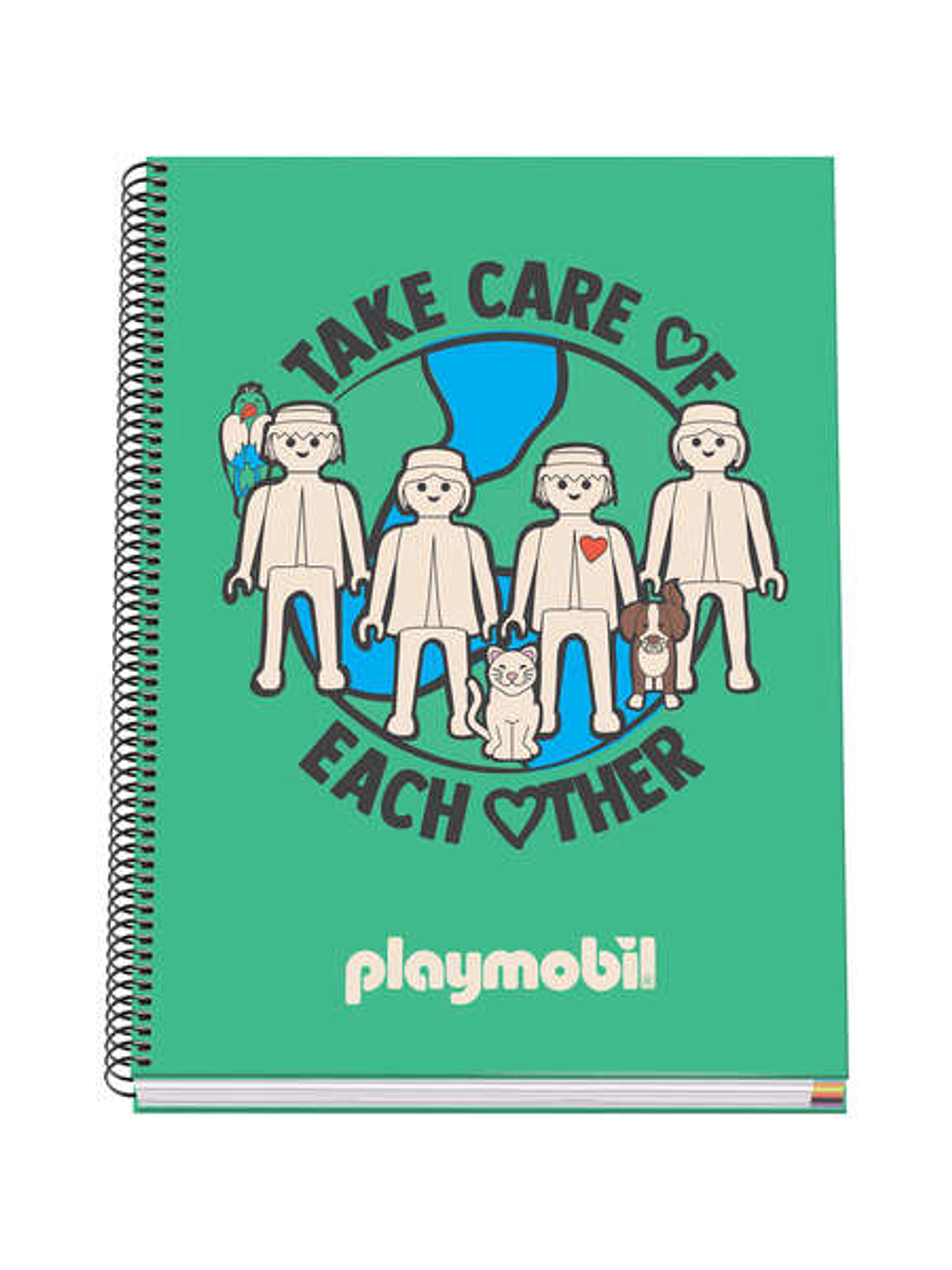 Dohe Playmobil Cuaderno Espiral de 100 Hojas Microperforadas Cuadricula 5mm A4 - Tapa Dura Carton Forrado - Bandas de Color 1