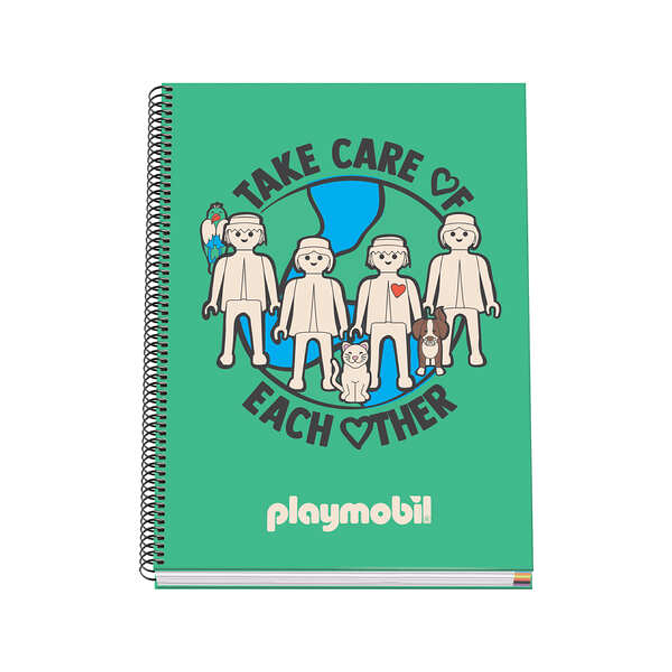 Dohe Playmobil Cuaderno Espiral de 100 Hojas Microperforadas Cuadricula 5mm A4 - Tapa Dura Carton Forrado - Bandas de Color 1