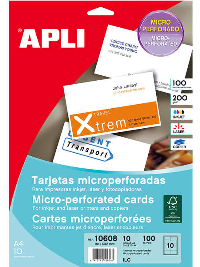 Apli Tarjetas de Visita Microperforadas Mate 200g 10 Hojas 1