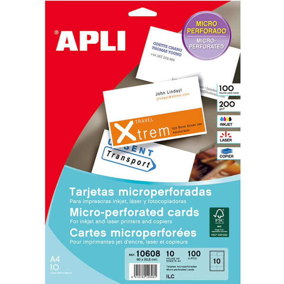 Apli Tarjetas de Visita Microperforadas Mate 200g 10 Hojas 1