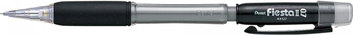 Pentel Fiesta II Portaminas HB 0.7mm con Goma - Incluye 2 Recargas - Grip de Goma - Diseño Ergonomico - Color Negro 1