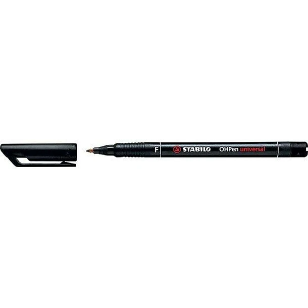 Stabilo OHPen Rotulador Permanente - Punta Fina - Trazo de 0.7mm - Agarre Antideslizante - Tapon Ventilado - Color Negro