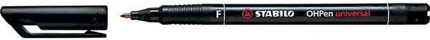 Stabilo OHPen Rotulador Permanente - Punta Fina - Trazo de 0.7mm - Agarre Antideslizante - Tapon Ventilado - Color Negro 1