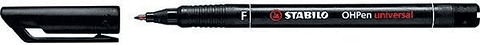 Stabilo OHPen Rotulador Permanente - Punta Fina - Trazo de 0.7mm - Agarre Antideslizante - Tapon Ventilado - Color Negro