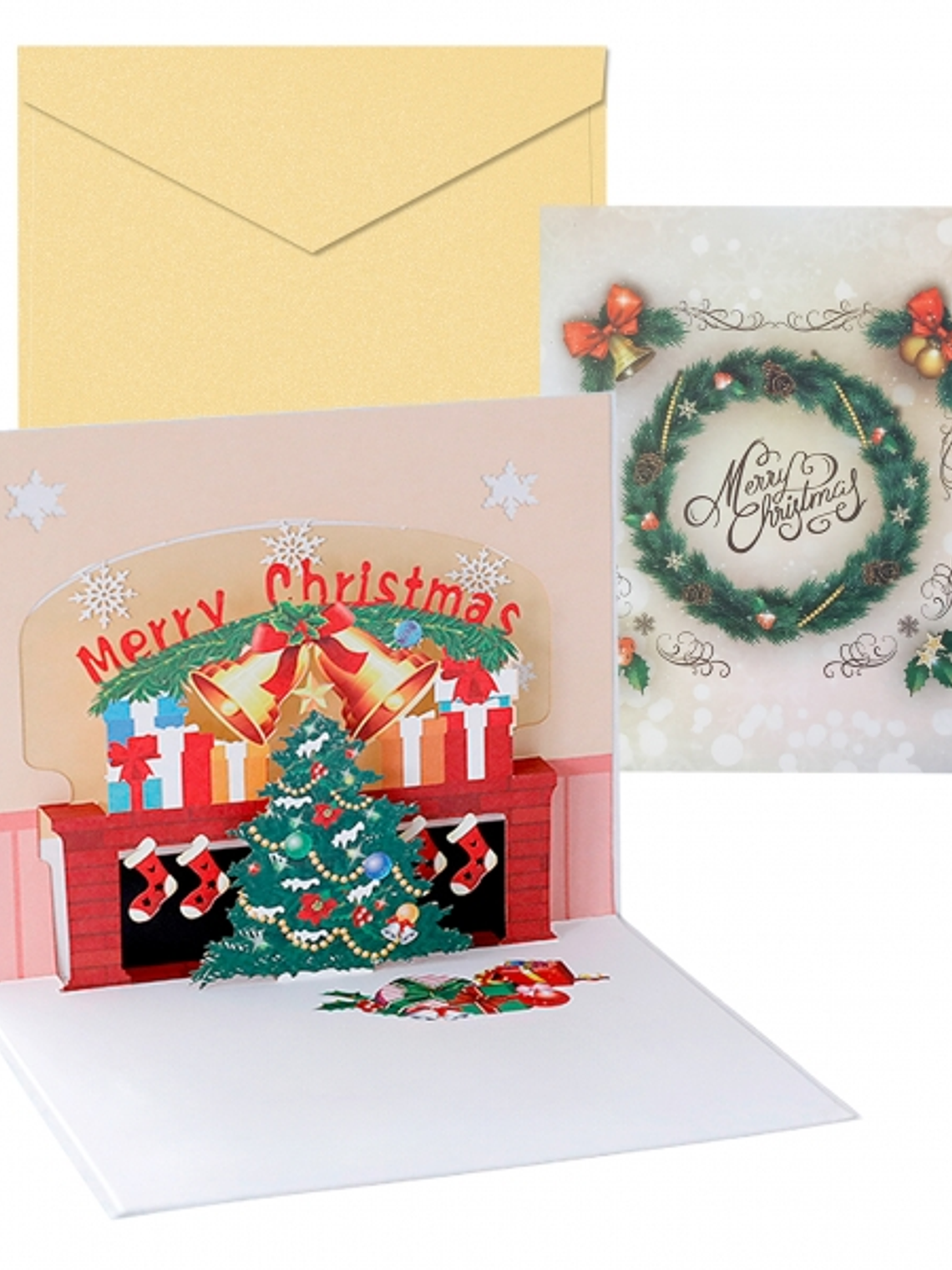 Dohe Chimenea Tarjeta 3D de Felicitacion Navideña con Sobre - Tamaño 15x17.5cm - Impresas a todo Color 1