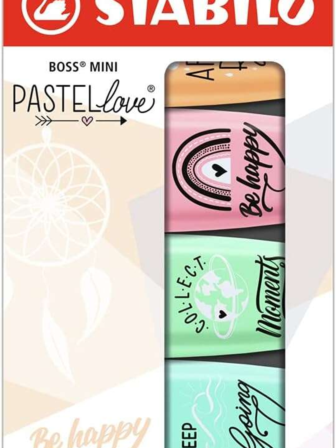 Stabilo Boss Mini Pastellove Pack de 5 Marcadores Fluorescentes - Trazo entre 2 y 5mm - Tinta con Base de Agua - Antisecado - Colores Rosa, Naranja, V 1
