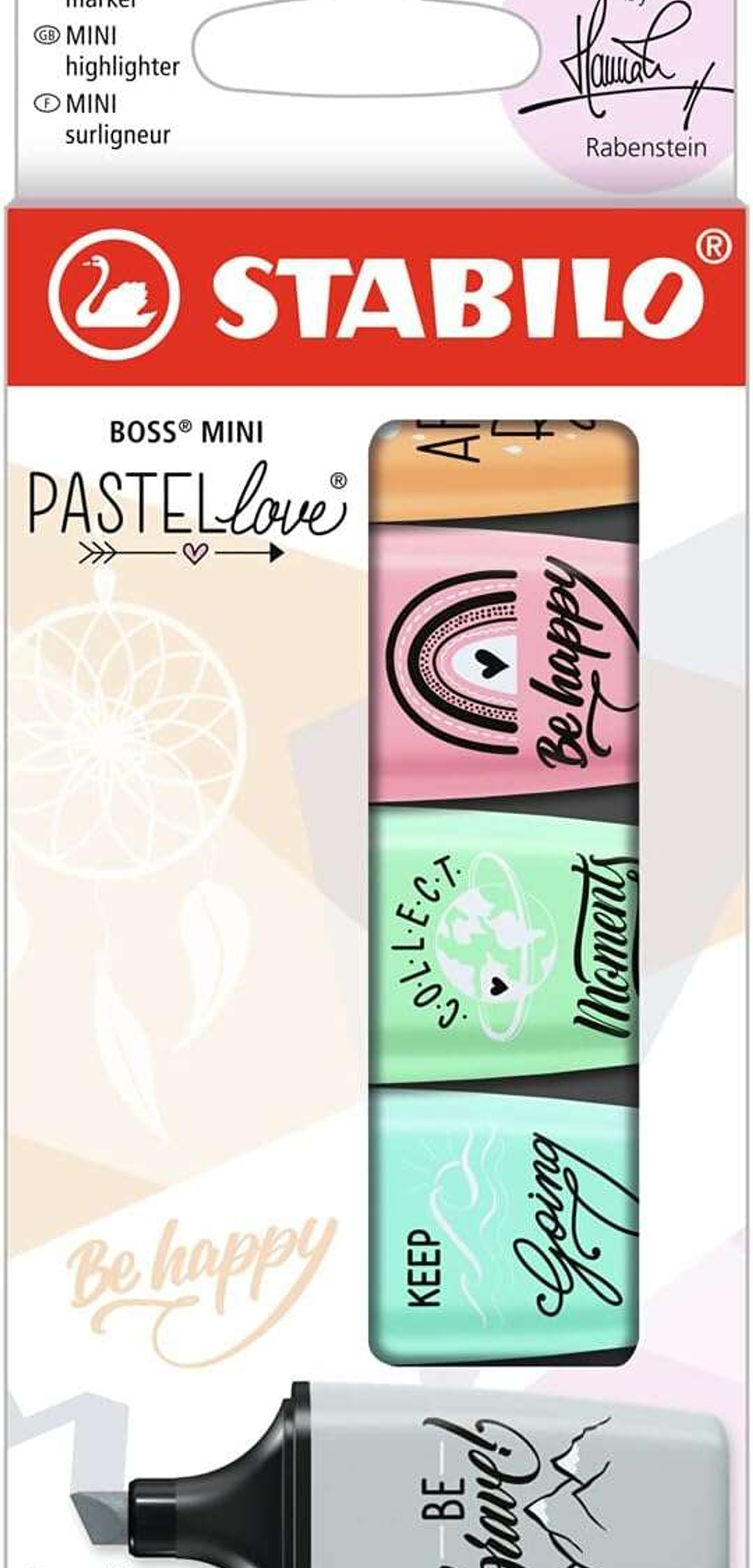 Stabilo Boss Mini Pastellove Pack de 5 Marcadores Fluorescentes - Trazo entre 2 y 5mm - Tinta con Base de Agua - Antisecado - Colores Rosa, Naranja, V 1