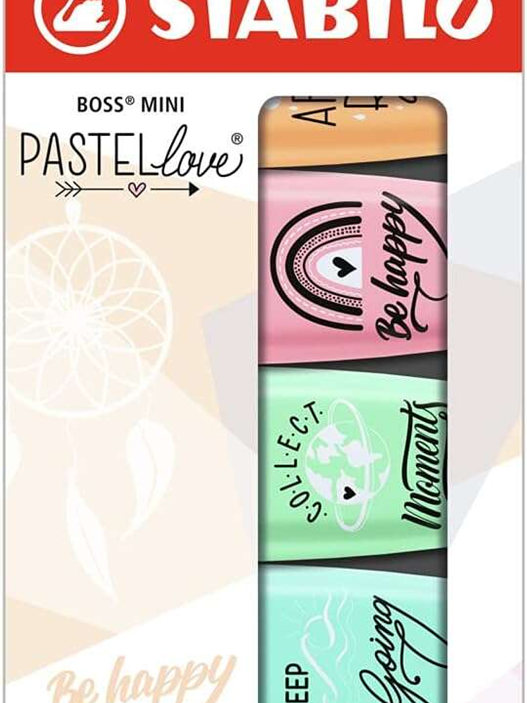 Stabilo Boss Mini Pastellove Pack de 5 Marcadores Fluorescentes - Trazo entre 2 y 5mm - Tinta con Base de Agua - Antisecado - Colores Rosa, Naranja, V 1