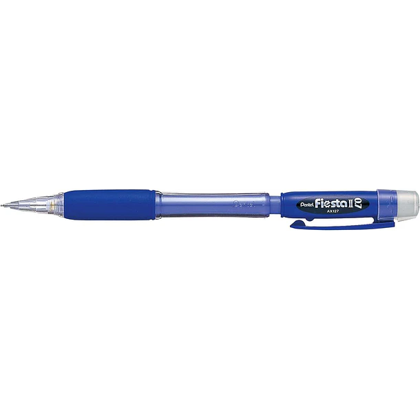 Pentel Fiesta II Portaminas HB 0.7mm con Goma - Incluye 2 Recargas - Grip de Goma - Diseño Ergonomico - Color Azul