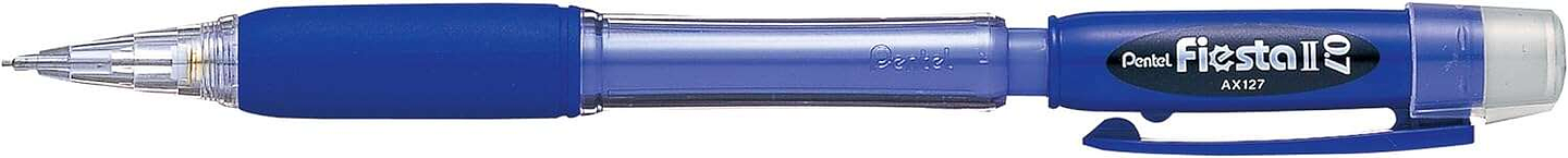 Pentel Fiesta II Portaminas HB 0.7mm con Goma - Incluye 2 Recargas - Grip de Goma - Diseño Ergonomico - Color Azul 1