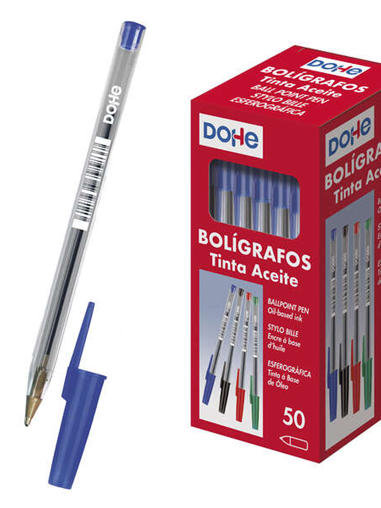 Dohe Boligrafos de Tinta a Base de Aceite - Punta de Bola de 1mm - Trazo de 0.4mm - Cuerpo Transparente y Capucha Ventilada 1